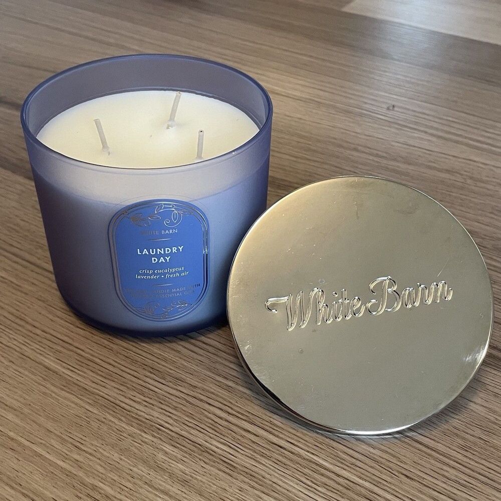 Bath & Body Works Laundry Day Large 3 Wick Candle White Barn 14.5 Oz Brand New